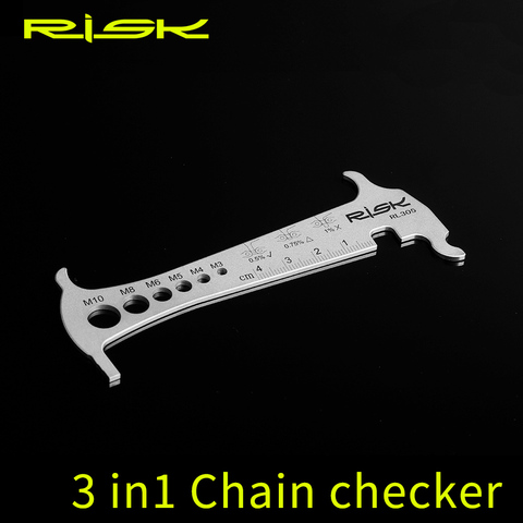 RISK – vérificateur de chaîne de vélo 3 en 1, outil de réparation de bicyclette, en acier inoxydable, mesure des boulons, crochet de chaîne ► Photo 1/6