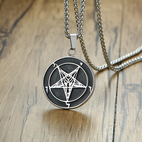 Exoticdream – collier pendentif en pentagramme satanique inversé, de chèvre sabbatique, église de Satan, Sigil de Lucifer ► Photo 1/6