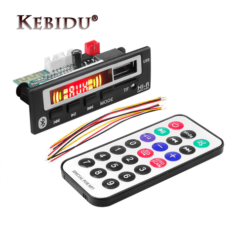Kebidu Sans Fil Bluetooth 5 V-12 V MP3 WMA WAV Décodeur Conseil Audio Module Musique Haut-Parleur MP3 USB FM TF Radio De Voiture accessoires ► Photo 1/1