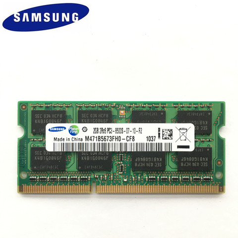 SAMSUNG-mémoire DDR3, Notebook, Module PC3, 1RX8 2RX8 8500S, 2 go de RAM 1066 Mhz, 2 go PC3 8500S, 1066 MHZ, Module SODIMM ► Photo 1/2