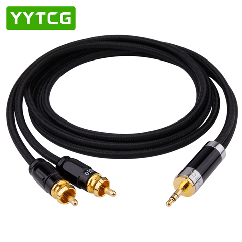 YYTCG – câble Audio Hifi 3.5mm vers 2RCA, haut de gamme, en cuivre plaqué argent, 3.5 Aux vers double RCA ► Photo 1/6