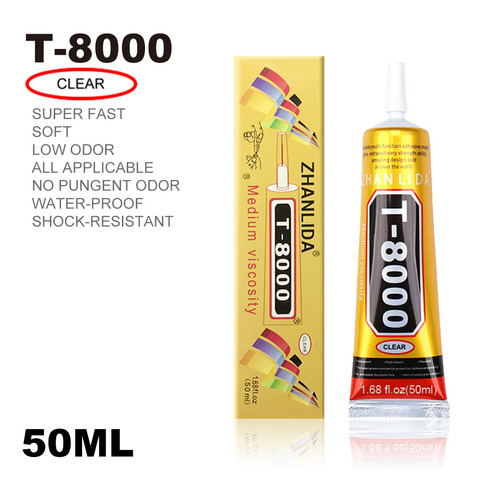 50ml polyvalent T-8000 adhésif industriel bijoux artisanat strass et Gel à ongles T8000 bricolage cadre de téléphone fixe écran colle de verre ► Photo 1/6