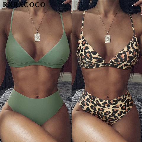 RXRXCOCO taille haute maillots de bain femmes 2022 Push Up maillots de bain solide maillot de bain Sexy Animal léopard femme maillot de bain femmes Bikini ► Photo 1/6