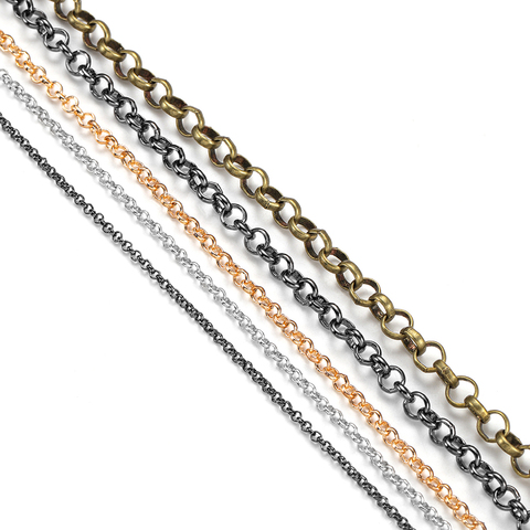 Chaîne Rolo en vrac, 2-5.8mm, longue, Extension de collier, pour bricolage, fabrication de bijoux faits à la main, accessoires, 5 m/lot ► Photo 1/6