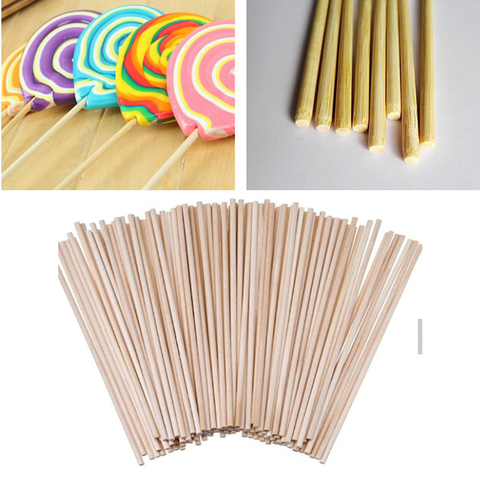 Bâtonnets sucettes en bois, bonbons, jetables, bâtonnets de 10cm, fait maison, 100 pièces/ensemble, bâtonnets de cuisine, outils de bricolage ► Photo 1/5