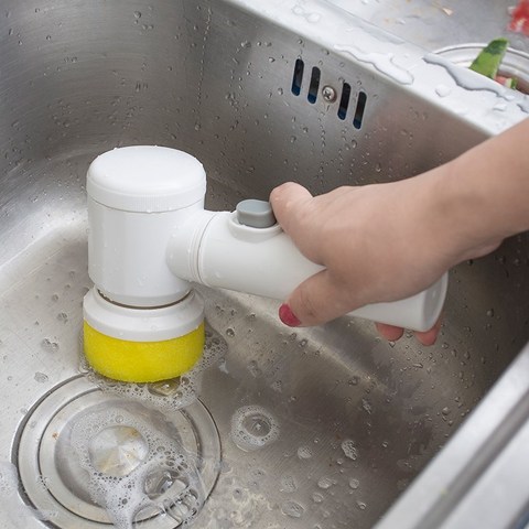 Brosse de nettoyage électrique portative, outil de lavage pour carreaux de salle de bain et baignoire, fournitures de lavage de cuisine à domicile, Gadgets de salle de bain ► Photo 1/1