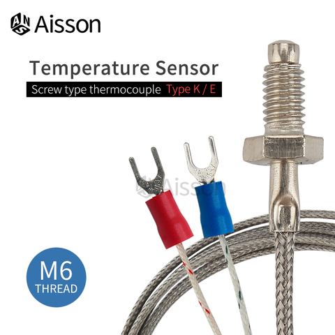 Sonde de Thermocouple à vis M6 Type K/E, câble métallique de 1M 2M 3M, pour contrôleur de température industriel ► Photo 1/4