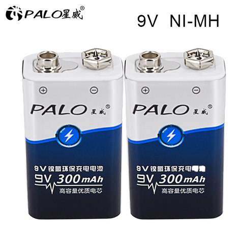 2 pcs! PALO Super Rechargeable 9 v 6F22 Batterie ni-mh nimh 300 mah 9 v Batterie pour Appareil Photo Numérique Télécommande Jouet avertisseur de fumée ► Photo 1/6