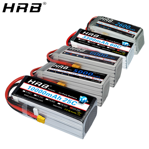 HRB-batterie XT60 22.2V Lipo, 2200mah 1800 2600mah, 3300mah, 4000mah, 5000mah, 6000mah, 10000mah, 12000mah, 16000mah, 22000mah ► Photo 1/6