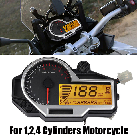 Odomètre numérique universel pour moto, pour 1,2,4 cylindres, tachymètre, ATV, LCD, compteur de vitesse, odomètre pour BMW, KAWASAKI, SUZUKI, HONDA ► Photo 1/6