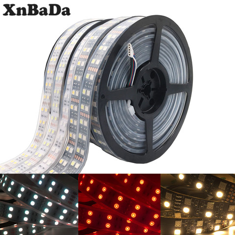 Bande RGB 5050 Double rangée, étanche 5M, noir et blanc, PCB RGBW ww LED IP30/IP67 lumière LED, 120LED s/m DC 12V/24V ► Photo 1/6