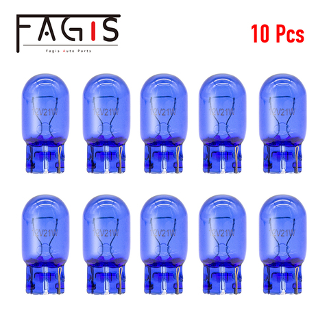 Fagis-10 pièces, lampe de voiture, clignotant, clignotant, lumière, 10 pièces, 580 7440 W21/5W W21W, Super blanc, ampoule en verre bleu naturel T20 12V 21W ► Photo 1/6