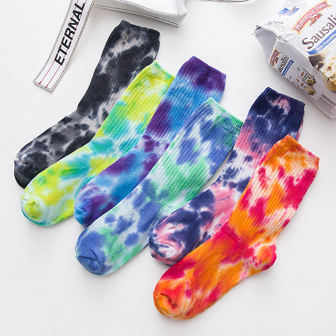 2022 coton Skate chaussettes hommes femmes chaussette genou-haut drôle cyclisme course randonnée cravate teinture Sox harajuku hip hop chaussettes heureuses ► Photo 1/6