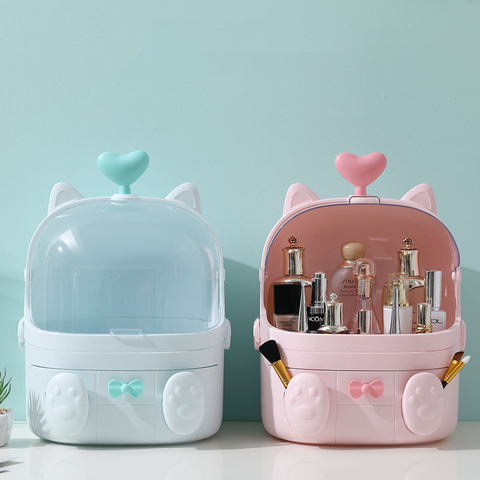 Organisateur de maquillage Transparent, boîte de rangement cosmétique mignonne, organisateur de bureau portable, tiroir créatif, boîte de beauté pour filles étanche ► Photo 1/6