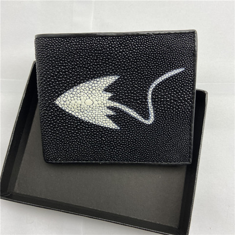 Authentique Stingray cuir hommes court pochette portefeuille exotique véritable peau de Skate unisexe Style femme mâle petite carte porte-monnaie ► Photo 1/1