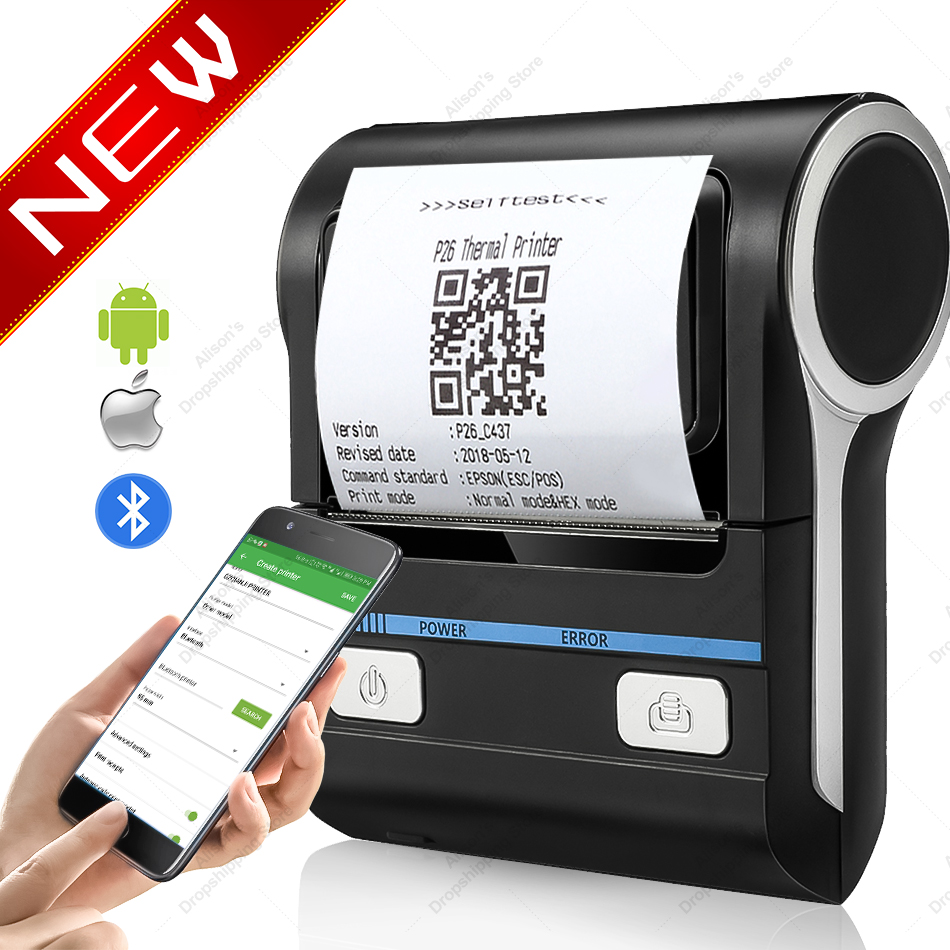 Mini-imprimante thermique sans fil Bluetooth pour tickets de caisse, 2  pouces, 58mm, pour Android - AliExpress