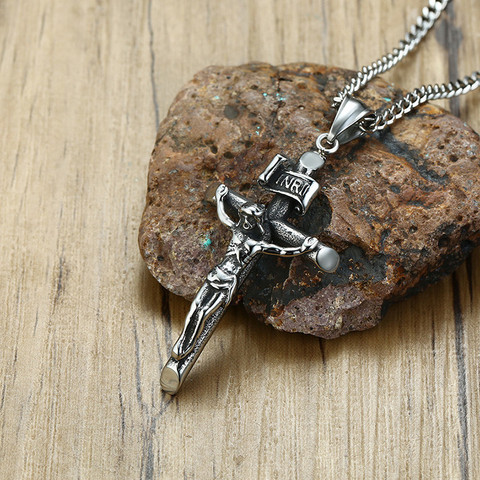 ZORCVENS-collier Crucifix pour hommes, Vintage, bijoux ancienne, chaîne italienne en acier inoxydable, breloque, croix, 2022 ► Photo 1/6