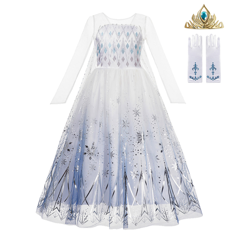 Robe reine des neiges 2 blanche pour filles, tenue de princesse Elsa, Costume d'halloween, de noël, de fête, d'été, pour enfants, 2022 ► Photo 1/6