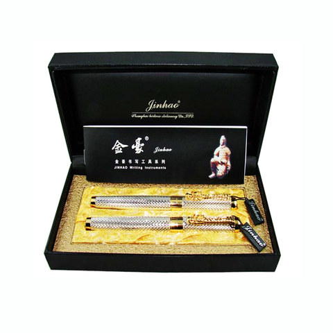 Jinhao-stylo fontaine et roller en métal argenté, Vintage, coffret cadeau Noble, Collection stylos à encre à Clip Dragon, 1200 ► Photo 1/6