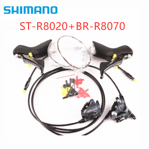 Shimano Ultegra-freins à disque hydrauliques 2x11 rapports, R8020 R8025 ST R8020 R8025, manette de vitesse + BR R8070 STI + support à plat ► Photo 1/6