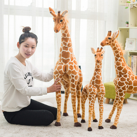 Girafe en peluche, énorme, vraie vie, poupées d'animaux en peluche, Simulation douce, cadeau d'anniversaire, jouet pour enfants, décor de chambre à coucher ► Photo 1/6