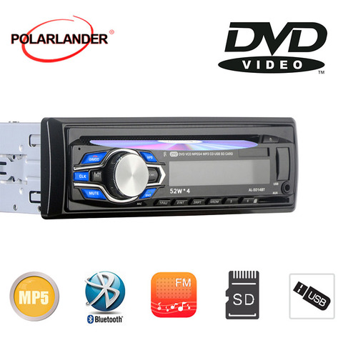 Lecteur DVD CD, Bluetooth, stéréo, MP4, MP3, USB/AUX/SD/MMC, 12V, mains libres, 87.5-108.0MHz, 1 Din ► Photo 1/6