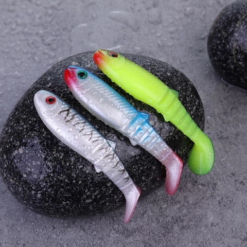 Marche poisson 4 pièces/lot Cannibal 80mm 5.7G leurres souples artificiels appâts de pêche leurre shalose silicone appât T queue Wobblers ► Photo 1/6