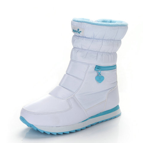 Bottes d'hiver femmes chaud neige botte chaussure 30% laine naturelle chaussures blanc couleur BUFFIE 2022 grande taille fermeture éclair mi-mollet livraison gratuite ► Photo 1/6