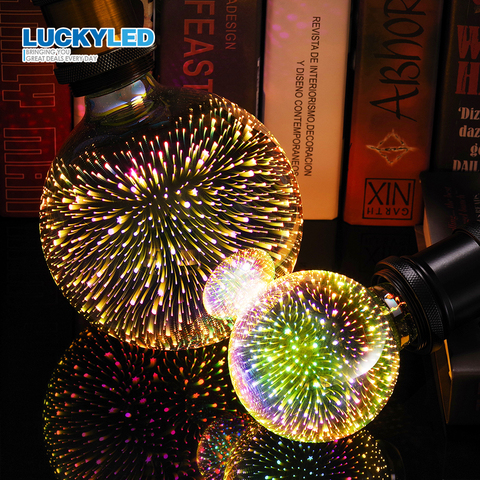 LUCKY LED 3D décoration vacances lumières ampoule lampe à Led E27 220v 110v A60 ST64 G80 G95 G125 ampoule rétro feu d'artifice nouveauté lumière ► Photo 1/6