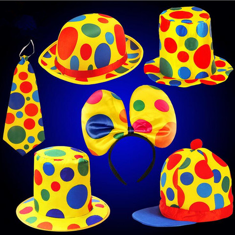 Chapeau Clown amusant pour hommes et femmes, déguisement, casquettes de carnaval, Halloween, cadeau, thème de décorations pour fête d'anniversaire pour enfants, chapeau haut-de-forme ► Photo 1/5