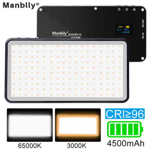 Manbily MFL-06 LED lumière vidéo Rechargeable 4500mAh Dimmable 3000K-6500K lumière de remplissage pour appareil photo reflex photographie Smartphone iPhone ► Photo 1/6