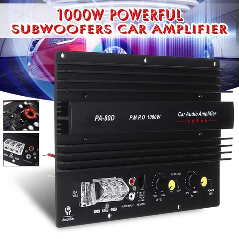 PA-80D 12V 1000W voiture Audio haute puissance amplificateur carte amplificateur puissant Subwoofer basse ampli voiture lecteur ► Photo 1/6