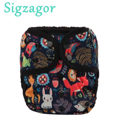 [Sigzagor] 1 OS Taille Bébé Couches Lavables Couverture À Langer, Imperméable PUL Double Gousset, Chat, lion, Zèbre, Paisley, Crâne, 4-13 kg 40 Conception ► Photo 1/6