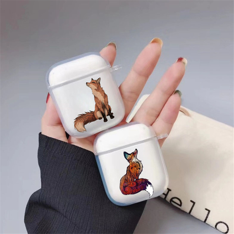 Anime drôle foxs belle mignon Silicone souple étui transparent pour Apple airpods étuis 1 2 clair dans les écouteurs Fundas Coque ► Photo 1/6