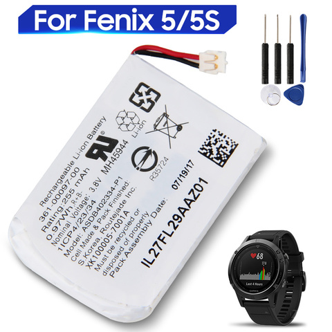 Batterie de remplacement originale pour Garmin Fenix 5 Fenix 5s 361-00097-00 361-00096-00 255mAh ► Photo 1/6