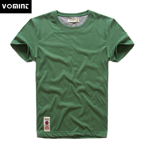 VOMINT-T-shirt manches courtes pour homme, en coton imprimé, plusieurs couleurs pures, à fils fantaisie, gris, vert, lbleu ► Photo 1/6