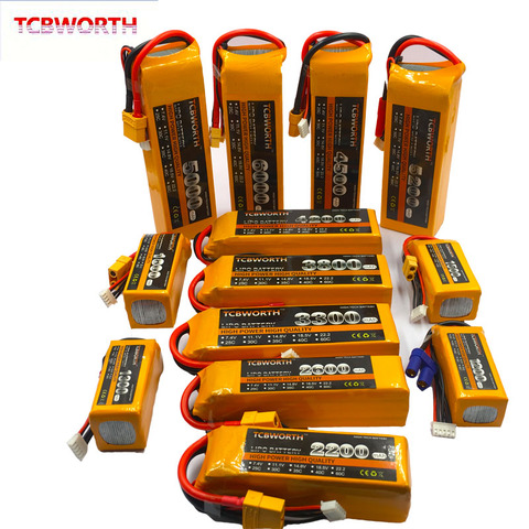 Batterie LiPo RC 7.4V 11.1V 14.8V 22.2V 1300 V 2S 3S 4s 6S 1800 2200 4200 5200 6000mAh pour avion, Drone, hélicoptère ► Photo 1/5