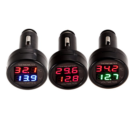 2 en 1 voiture Auto 12v Auto voltmètre universel double affichage moniteur thermomètre numérique à Led voltmètre voiture accessoires MGO3 ► Photo 1/6