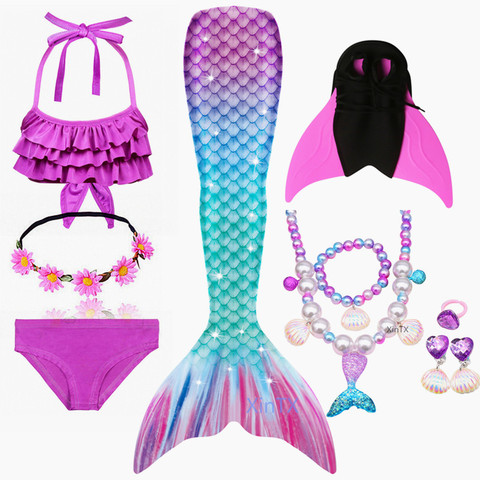 Maillot de bain queue de sirène rose arc-en-ciel avec ailerons, robe de vacances, Costume de bain pour enfants, nouvelle collection 2022 ► Photo 1/6