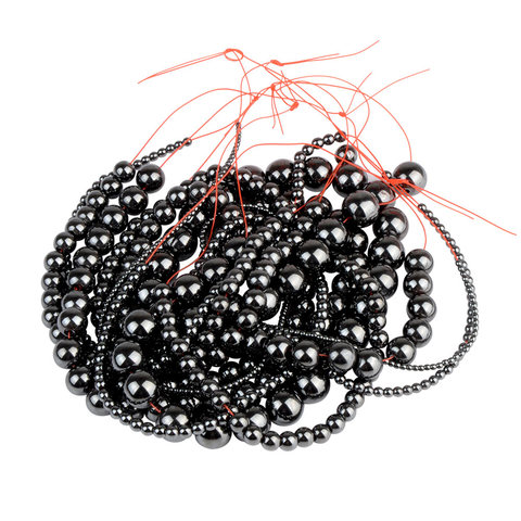 Perles rondes en hématite noire, pierre naturelle, taille au choix de 2 3 4 6 8 10 12 MM, 15.5 pouces par brin, accessoires pour la fabrication de bijoux ► Photo 1/6