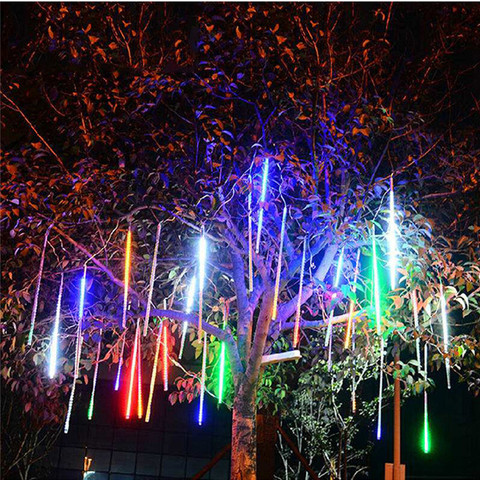 Projecteur de pluie de météores 8 tubes | Guirlande lumineuse d'extérieur étanche, guirlande de noël pour fête mariage nouvel an, 8 couleurs ► Photo 1/6