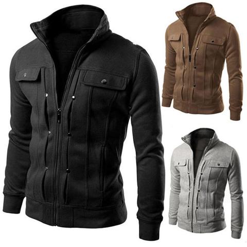 Veste 2022 mode hommes veste manteau grande taille hommes veste couleur unie col montant à manches longues Streetwear hiver veste chaud Mal ► Photo 1/6