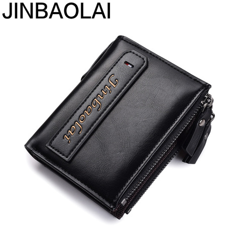 Jinbaolai AliExpress Casual Men's Verticle Wallet Zipper Wallet Multi-Function Double Zipper Coin Purse ► Photo 1/5
