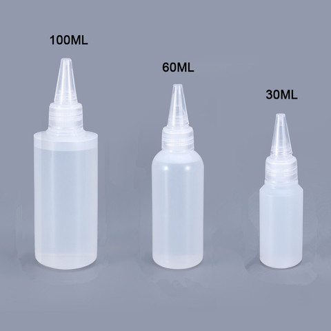 Flacons compte-gouttes en plastique, 10 pièces, pour huile liquide, colle, HDPE souple, conteneur de stockage rechargeable 30ML 60ML 100ML ► Photo 1/6