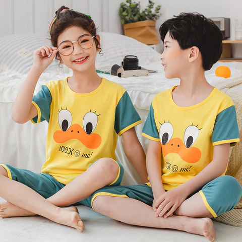 Vêtements gonflants pour enfants | Pyjamas pour garçons et filles, ensemble d'été à manches courtes, design de dessin animé, vêtements de nuit pour enfants ► Photo 1/1