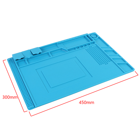 Tapis de bureau 45*30cm de coussin de Silicone d'isolation thermique grande taille avec la Section magnétique pour la réparation de soudure de soudure ► Photo 1/4