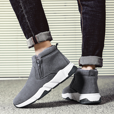 Bottines en daim antidérapantes pour homme, chaussures de neige chaudes, montantes, baskets d'hiver ► Photo 1/6