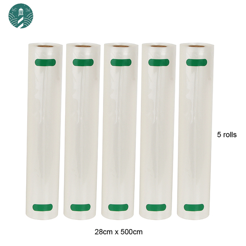 12 + 15 + 20 + 25 + 28cm * 500cm 5 rouleaux/Lot cuisine alimentaire sac sous vide scelleur sous vide alimentaire garder emballage sacs sous vide machine sac ► Photo 1/6