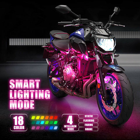 Feux de stop LED RGB intelligents pour Moto, bande lumineuse d'ambiance avec télécommande sans fil, lampe décorative ► Photo 1/6