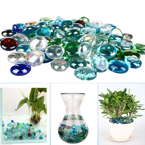 Pierres en verre colorées pour Aquarium, perles rondes, perles plates, pour l'artisanat de décoration de la maison, 100g ► Photo 1/6